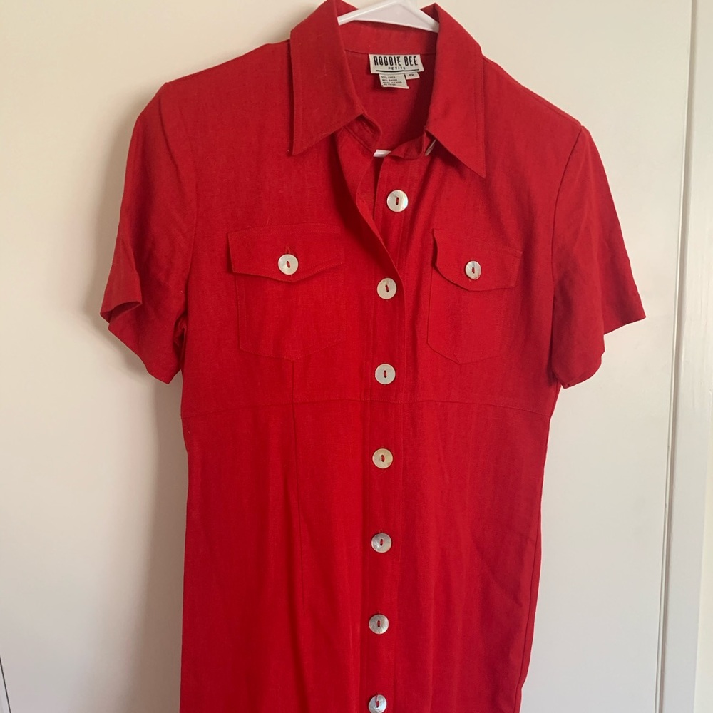 Robbie Bee Red Petite Shirt Dress